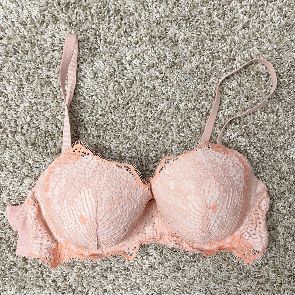 VICTORIA’S SECRET Pink Orange Lace Bra SZ 34D